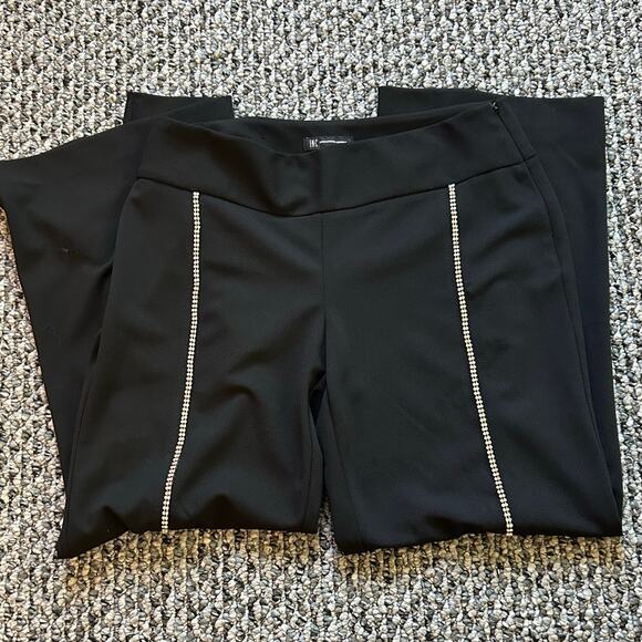 INC Macy's Rhinestone Split Wide Leg Pants Size 14P Boho Chic Punk Goth Business - Picture 1 of 9